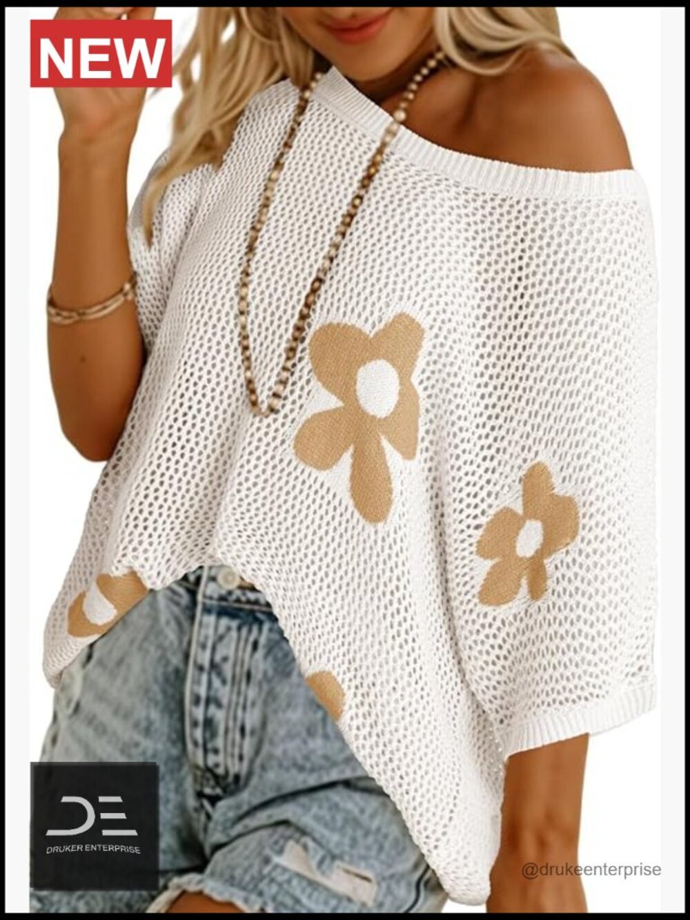 Lightweight Crochet Floral Pullover Sweater Swimsuit Cover Up